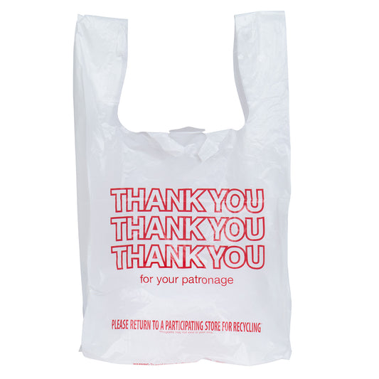 11.5x6.5x21 12 Mic, Thank You T-Sack, White/Red, 1000/cs