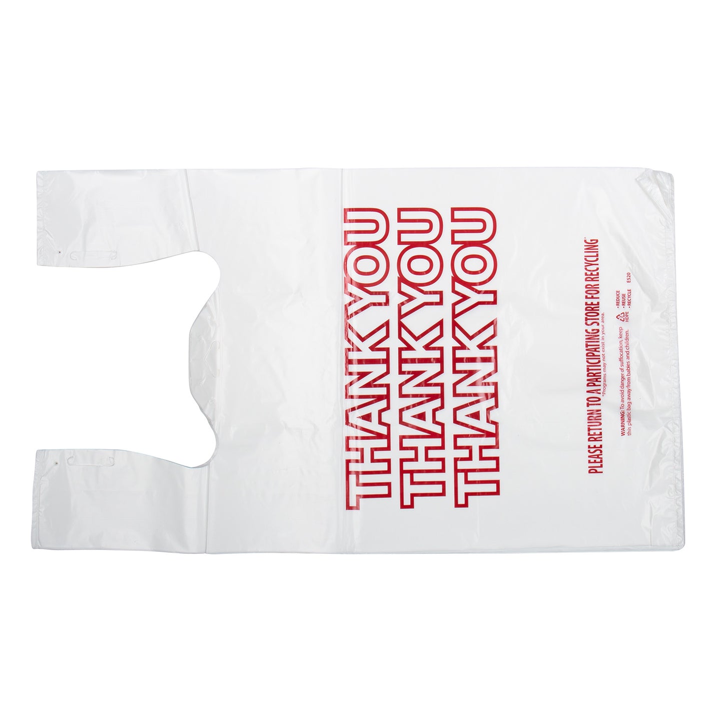 13x8x22 T-Sack "Thank You" Grocery Bag, White/Red, 16 Mic, 1000/cs