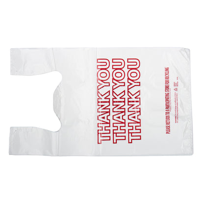 13x8x22 T-Sack "Thank You" Grocery Bag, White/Red, 16 Mic, 1000/cs