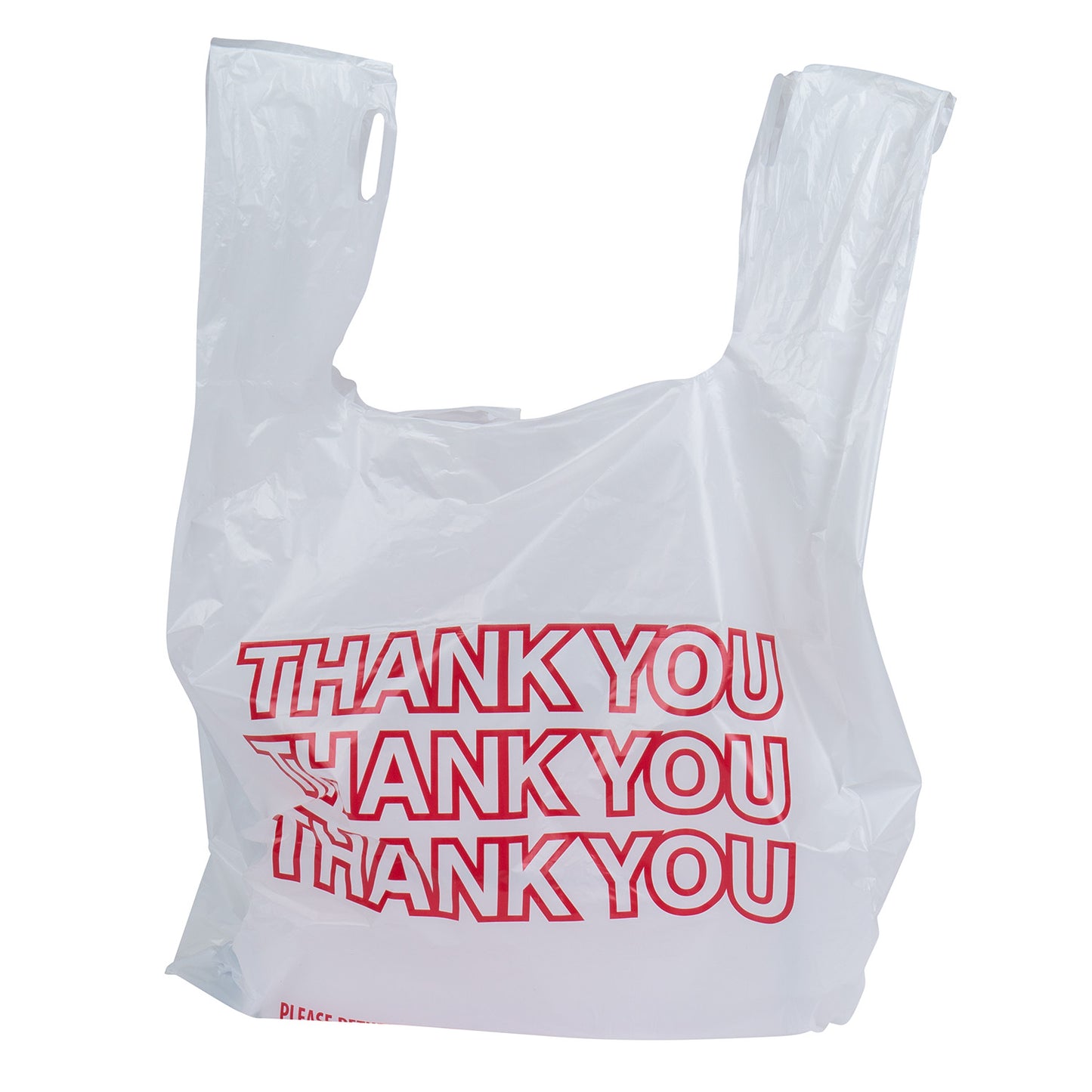 13x8x22 T-Sack "Thank You" Grocery Bag, White/Red, 16 Mic, 1000/cs