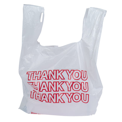 13x8x22 T-Sack "Thank You" Grocery Bag, White/Red, 16 Mic, 1000/cs