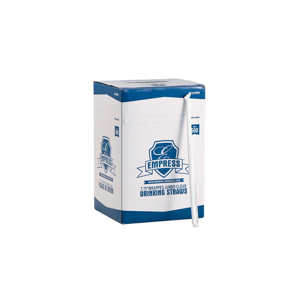 7.75 Inch Jumbo Straw Paper Wrapped Clear Empress 500/box, 2000/cs