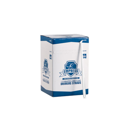 7.75 Inch Jumbo Straw Paper Wrapped Clear Empress 500/box, 2000/cs
