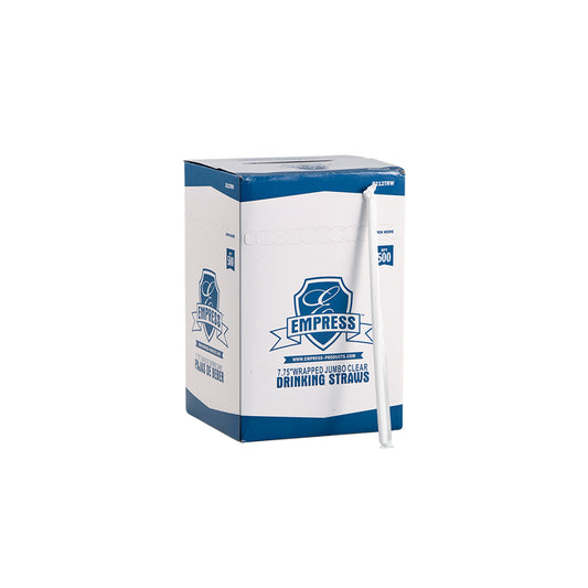 7.75 Inch Jumbo Straw Paper Wrapped Clear Empress 500/box, 2000/cs