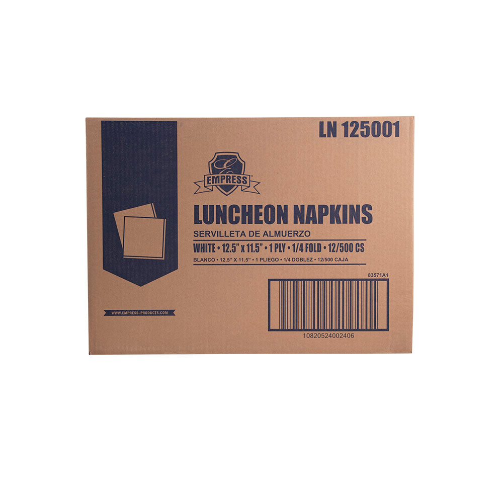 11.5x12.5 Luncheon Napkin, 1-Ply White, 1/4 Fold 500/pack, 6000/cs