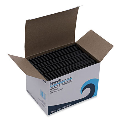5.25 inch Single-Tube Stir-Straws, Polypropylene, Black, 1,000/pack