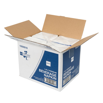 9x9 Hawthorn Premium Beverage Napkin 1-Ply, White, 1/CS/400