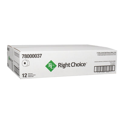 9 inch JRT Bath Tissue Roll, 2-Ply, White, Right Choice Ultra, 12/cs