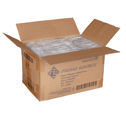 Medium Weight Prime Source Polypropylene Wrapped Fork, White, 1000/cs