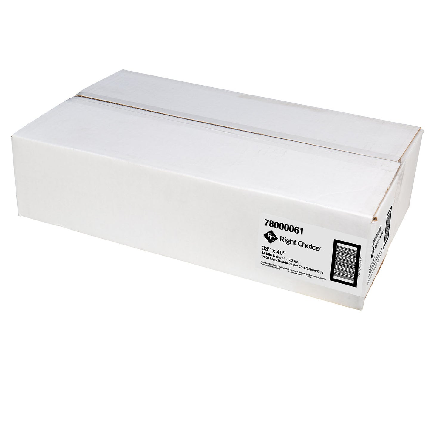 33x40 14 mic 33 Gal Right Choice HDPE Can Liner Roll, Natural, 500/cs