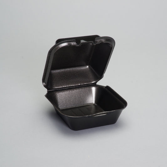 6x6 Hinged Foam Container Snap It EPS Black 500/cs