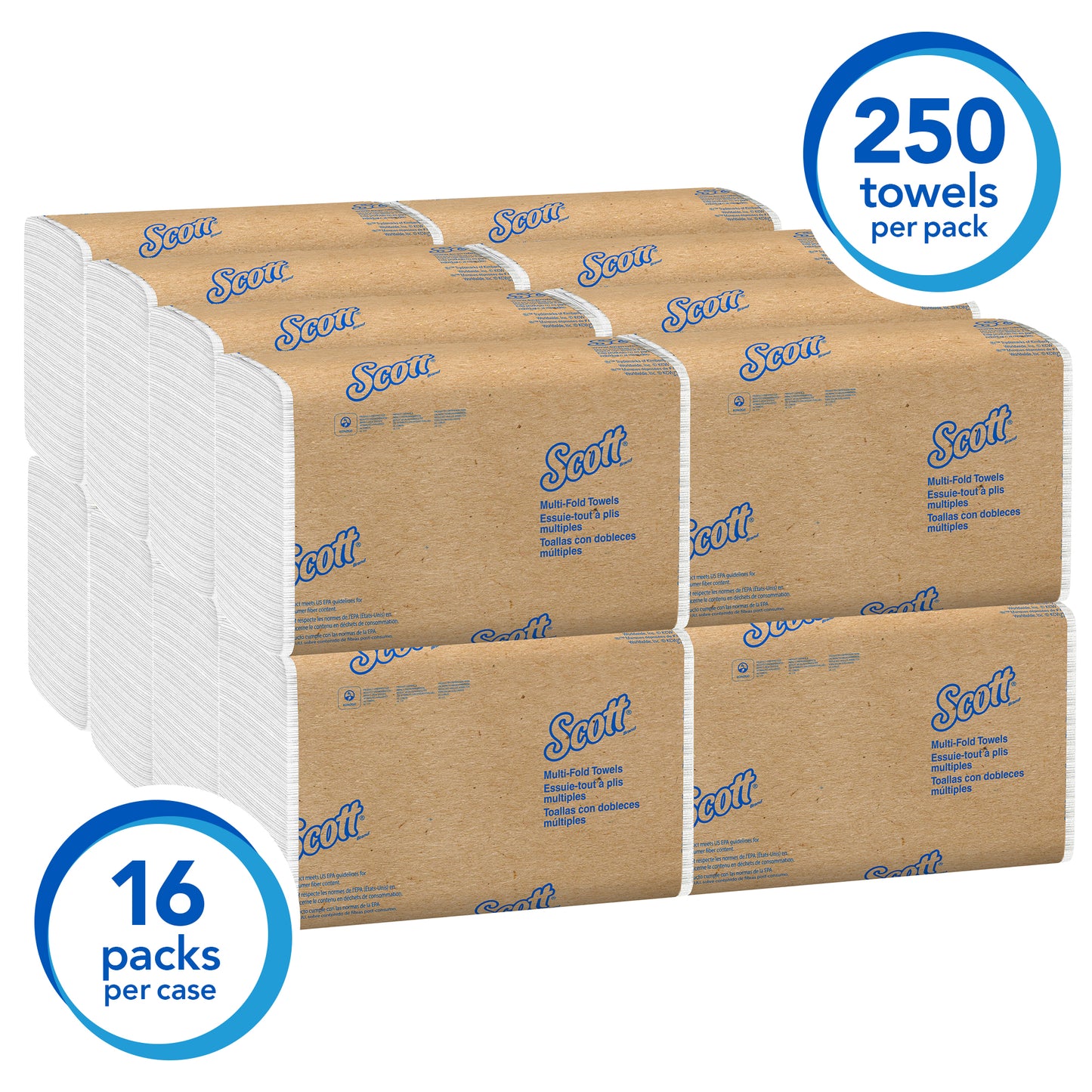 Scott Paper Multifold Towel, White, 4000/cs