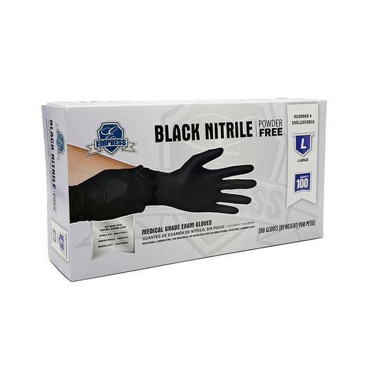 Large Nitrile Glove Black Powder Free, Exam Grade, Empress 1000/cs