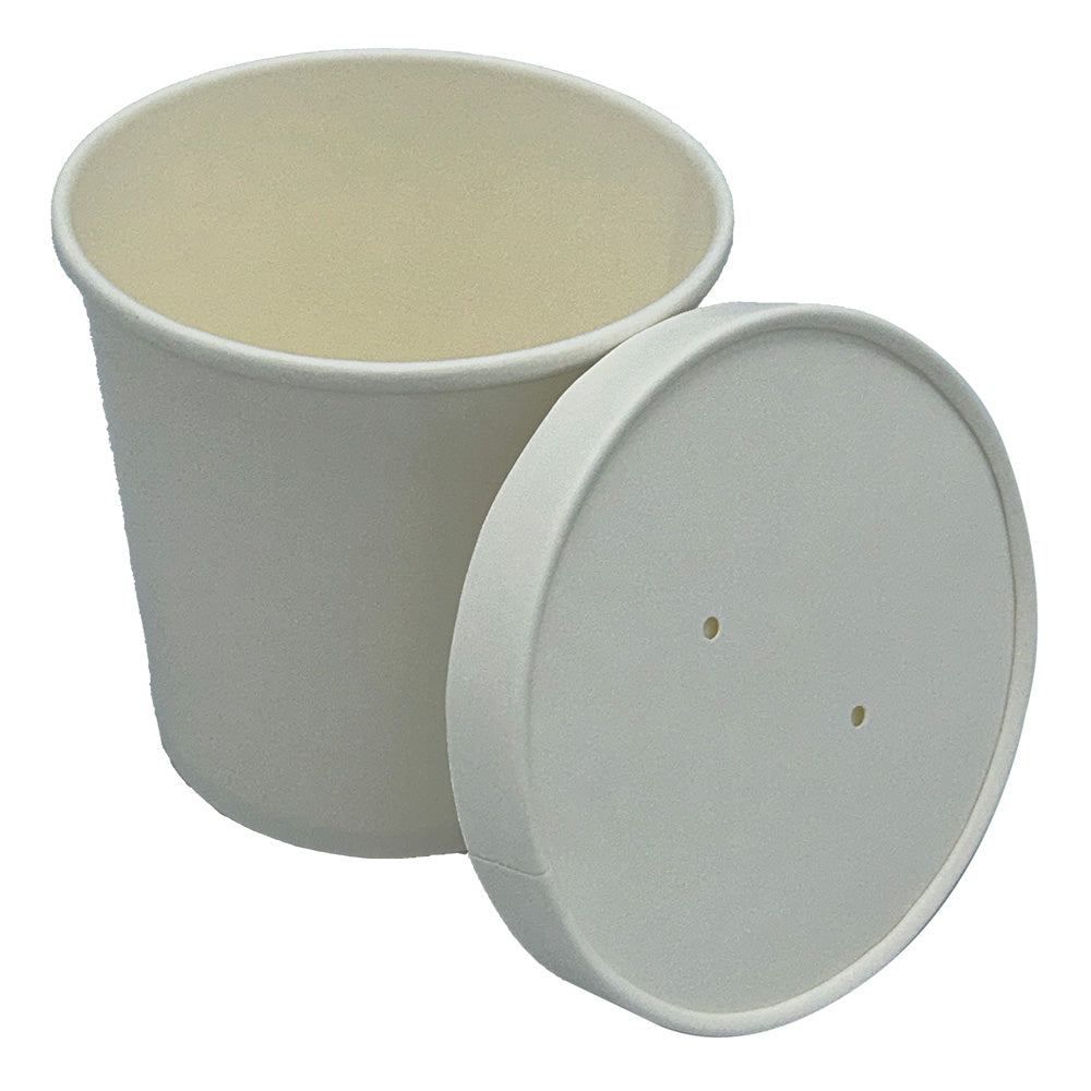16oz Paper Food Soup Container Cups with Lids White Combo Empress 250/cs