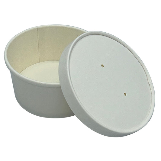 8oz Paper Food Soup Container Cups with Lids White Combo Empress 250/cs