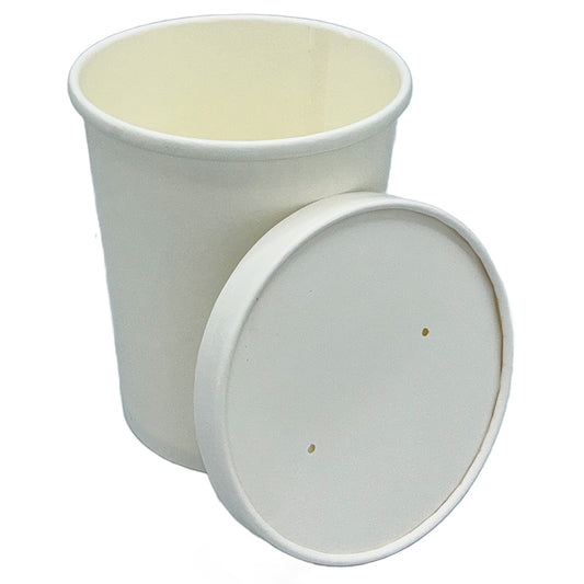 32oz Empress Paper Food / Soup Container w/ Lid White Combo 250 / 250 cs