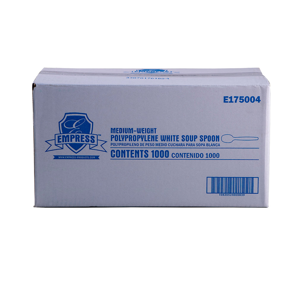 Medium Weight Empress Soup spoon Polypro White Dense Pack 1000 / cs