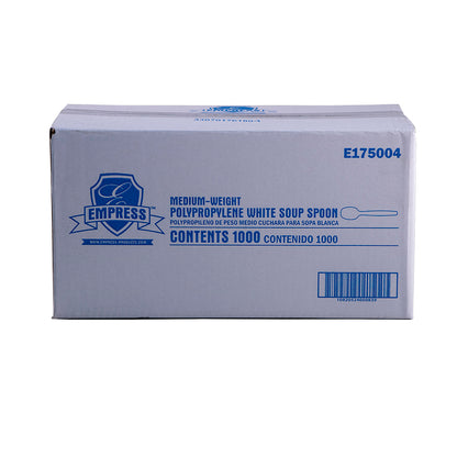 Medium Weight Empress Soup spoon Polypro White Dense Pack 1000 / cs
