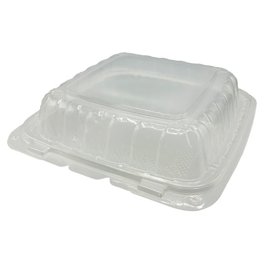 Empress PP Hinged Container Vented Clear 8" x 8" 1 Compartment 200 / cs