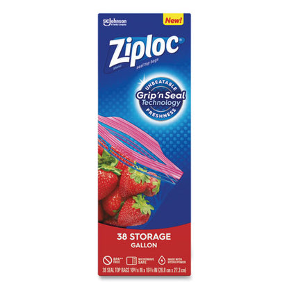 10.56x10.75 Double Zipper Ziplock Storage Bags, Triple System Seal, 1 Gallon, Clear, 38/Box