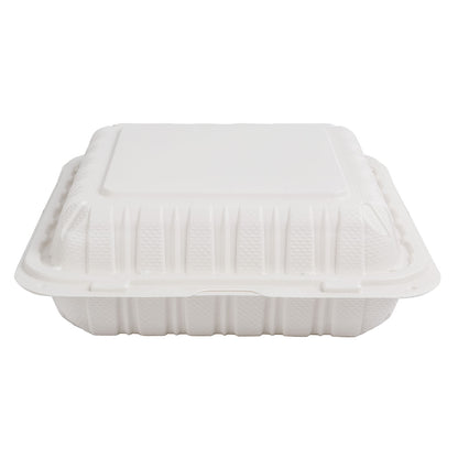 9x9 MFPP 3-Compartment Hinged Containers White EcoSystems 150/cs