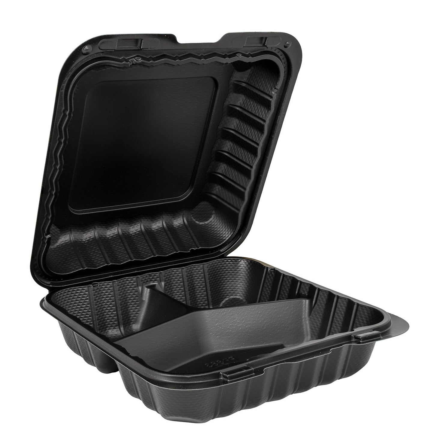 EcoSystems MFPP 3-Compartment Hinge Container, Black, 8" x 8", 1/CS/150 150/CS