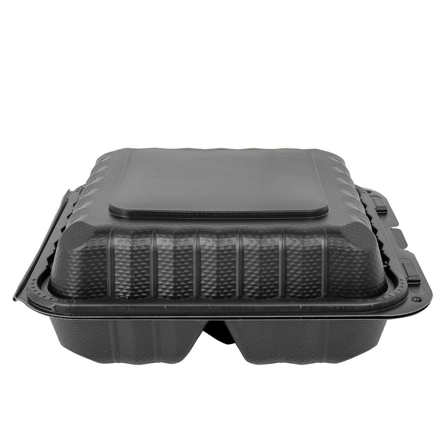 EcoSystems MFPP 3-Compartment Hinge Container, Black, 8" x 8", 1/CS/150 150/CS