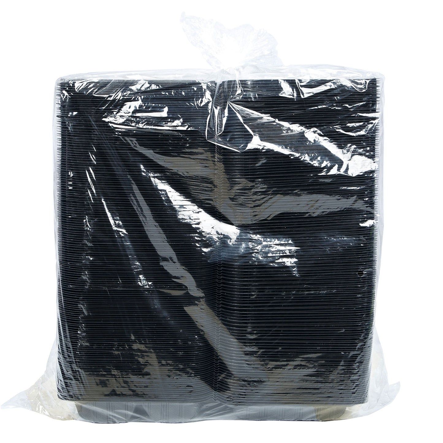 EcoSystems MFPP 3-Compartment Hinge Container, Black, 8" x 8", 1/CS/150 150/CS