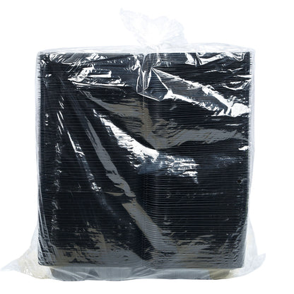EcoSystems MFPP 3-Compartment Hinge Container, Black, 8" x 8", 1/CS/150 150/CS