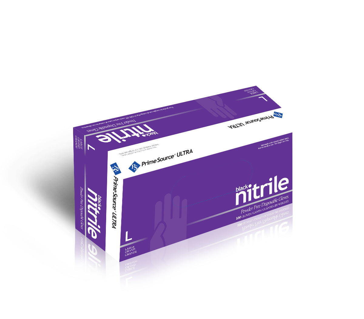 Large Nitrile Gloves, Black, Powder Free, Prime Source Ultra, 1000/cs
