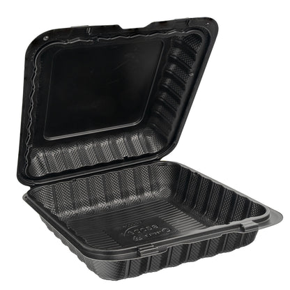 9x9 1 Compartment MFPP Hinge Container Black 150/cs