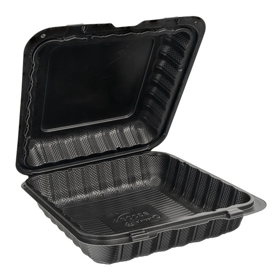 9x9 1 Compartment MFPP Hinge Container Black 150/cs