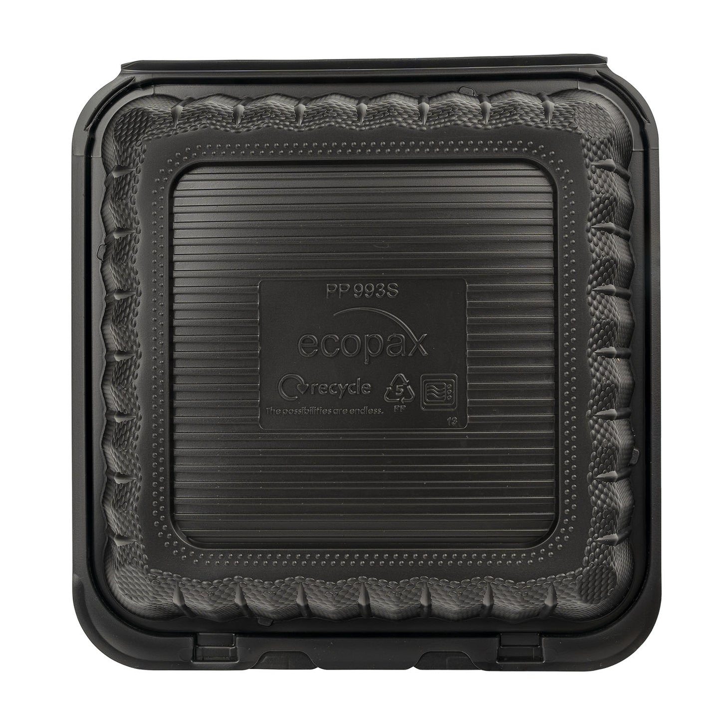 9x9 1 Compartment MFPP Hinge Container Black 150/cs