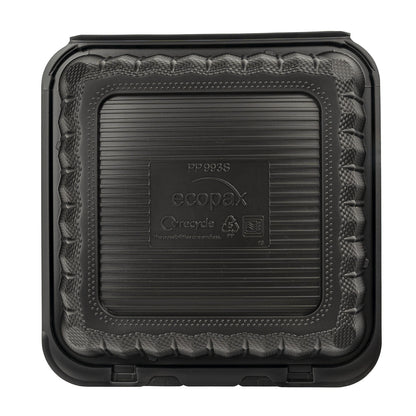 9x9 1 Compartment MFPP Hinge Container Black 150/cs