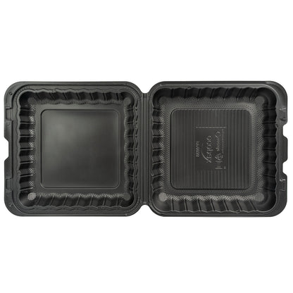 9x9 1 Compartment MFPP Hinge Container Black 150/cs