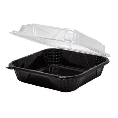 9x9 EcoSystems Polypropylene Hinged Container, Black/Clear, 150/cs