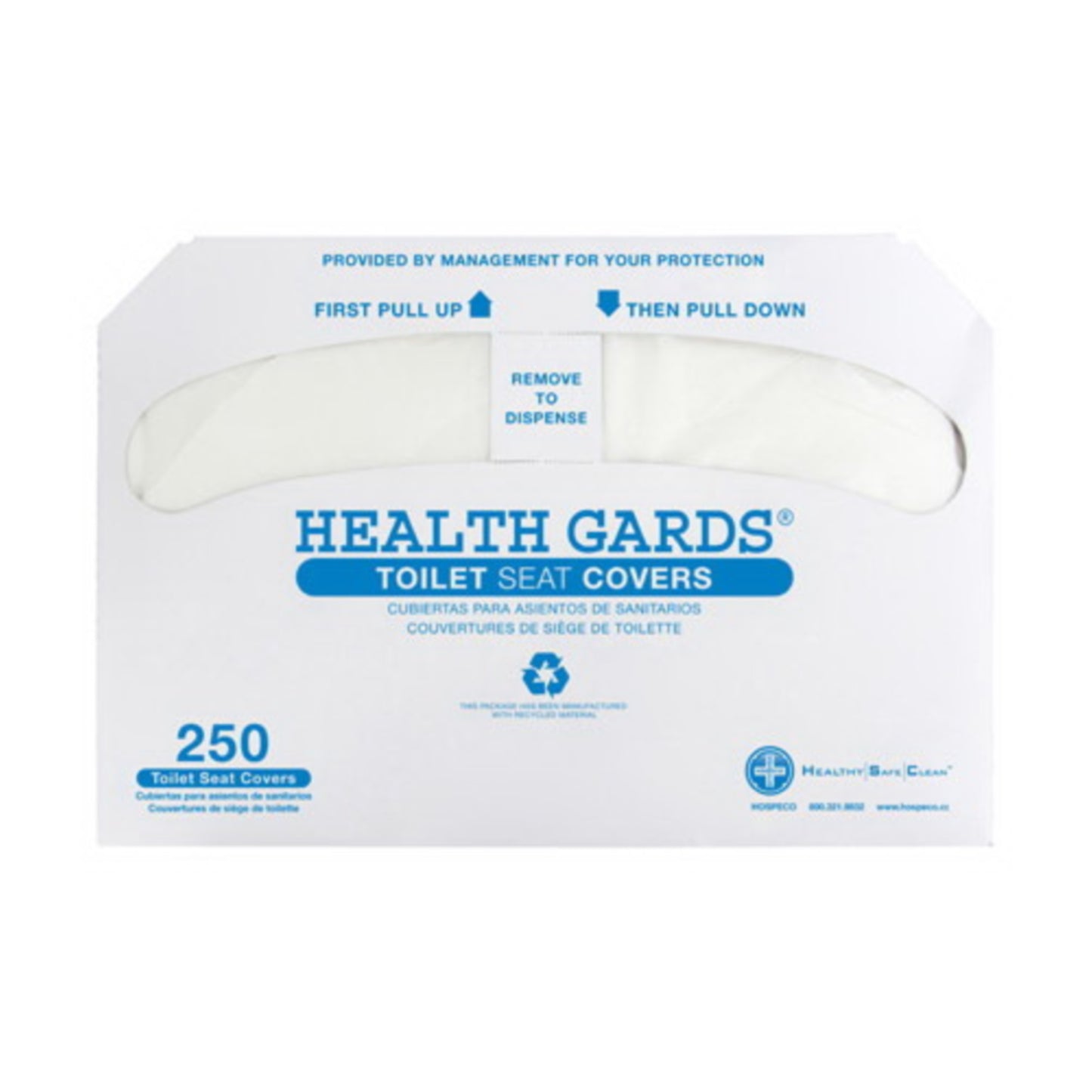 Hospeco Paper Half-Fold Paper Toilet Seat Covers, White, 2500/cs