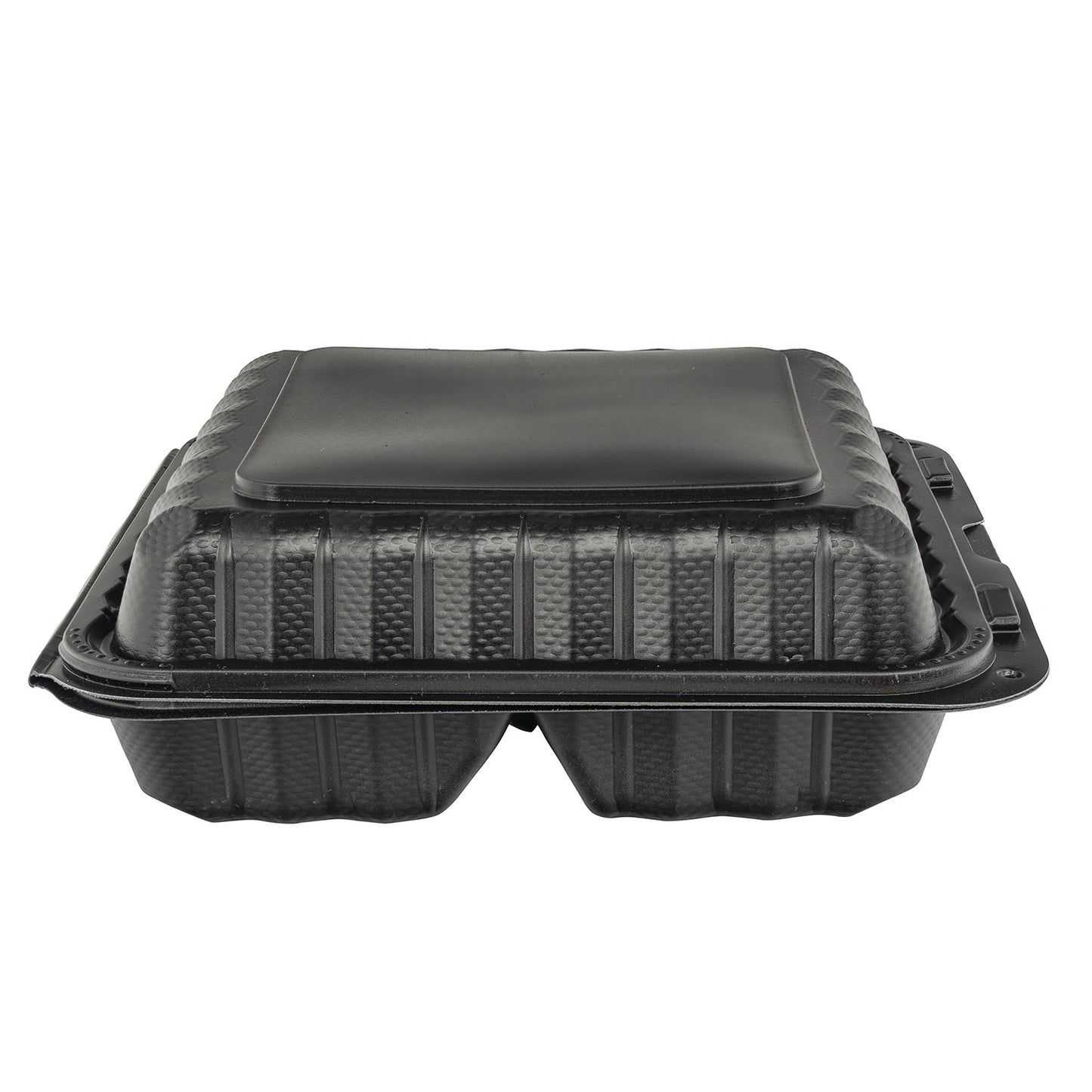 EcoSystems MFPP 3-Compartment Hinge Container, Black, 9" x 9", 1/CS/150 150/CS