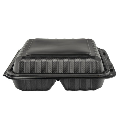 EcoSystems MFPP 3-Compartment Hinge Container, Black, 9" x 9", 1/CS/150 150/CS