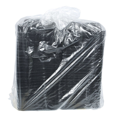 EcoSystems MFPP 3-Compartment Hinge Container, Black, 9" x 9", 1/CS/150 150/CS