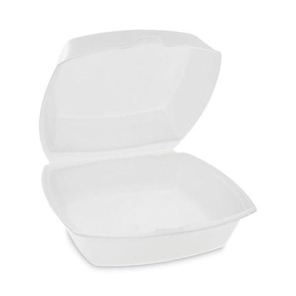 Foam Hinged Lid Container, Single Tab Lock, 6.38 x 6.38 x 3, White, 500/CS