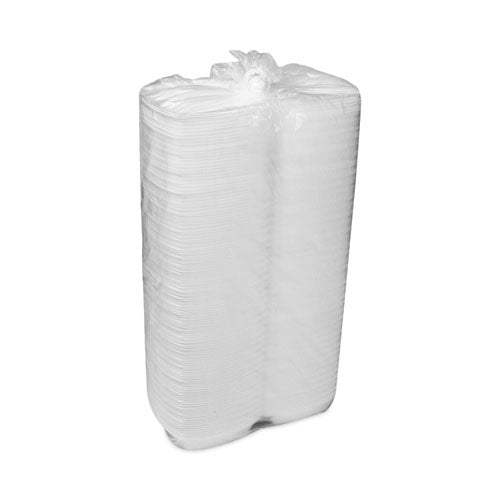Foam Hinged Lid Container, Single Tab Lock, 6.38 x 6.38 x 3, White, 500/CS