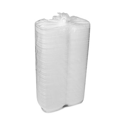Foam Hinged Lid Container, Single Tab Lock, 6.38 x 6.38 x 3, White, 500/CS
