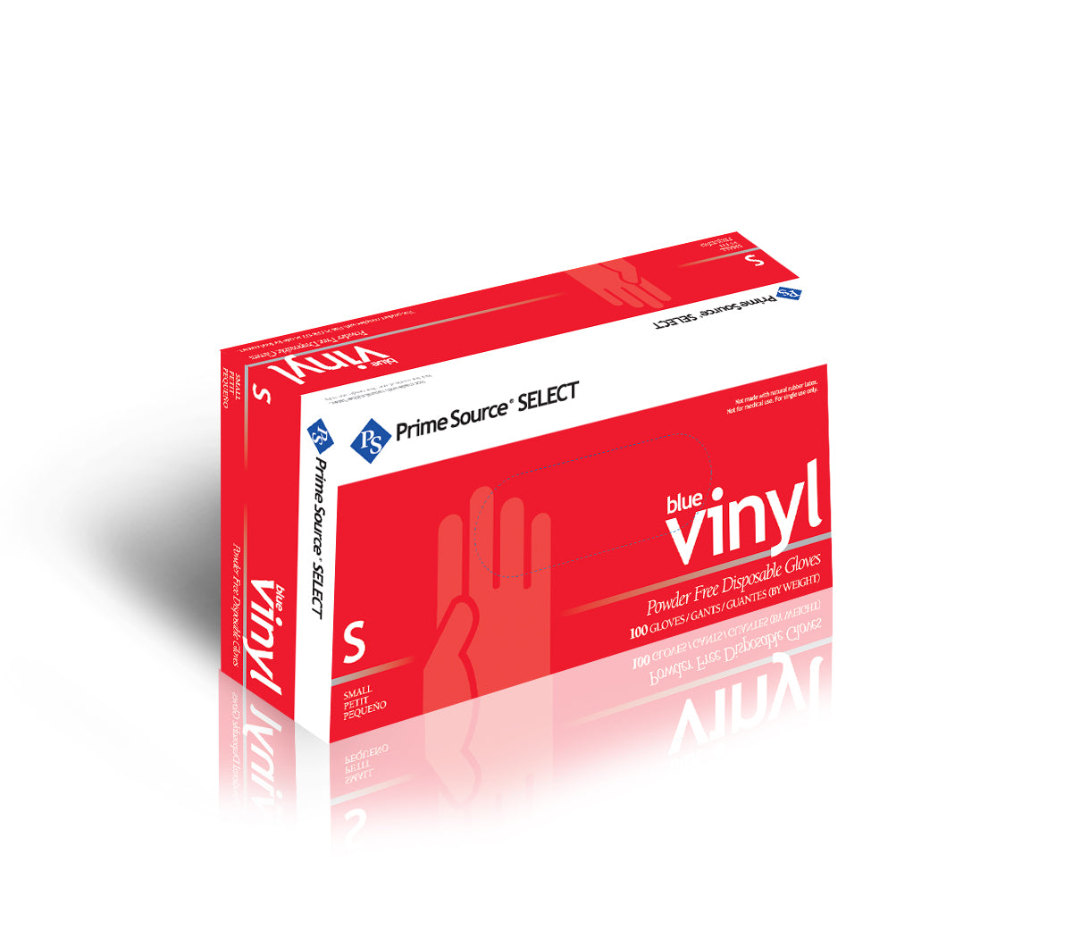 Small Prime Source Vinyl Gloves Powder Free, Blue 1000/cs
