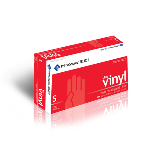 Small Prime Source Vinyl Gloves Powder Free, Blue 1000/cs