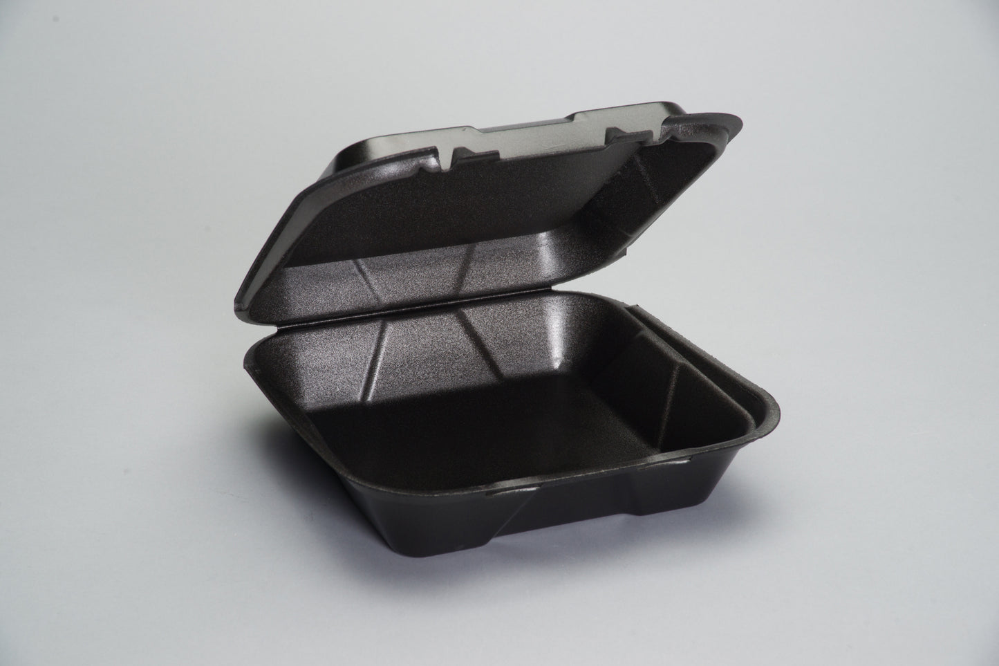 9x9 1 Comp Hinged Foam Containers, Snap-It, Black, 9.25x9.25x3, 200/cs
