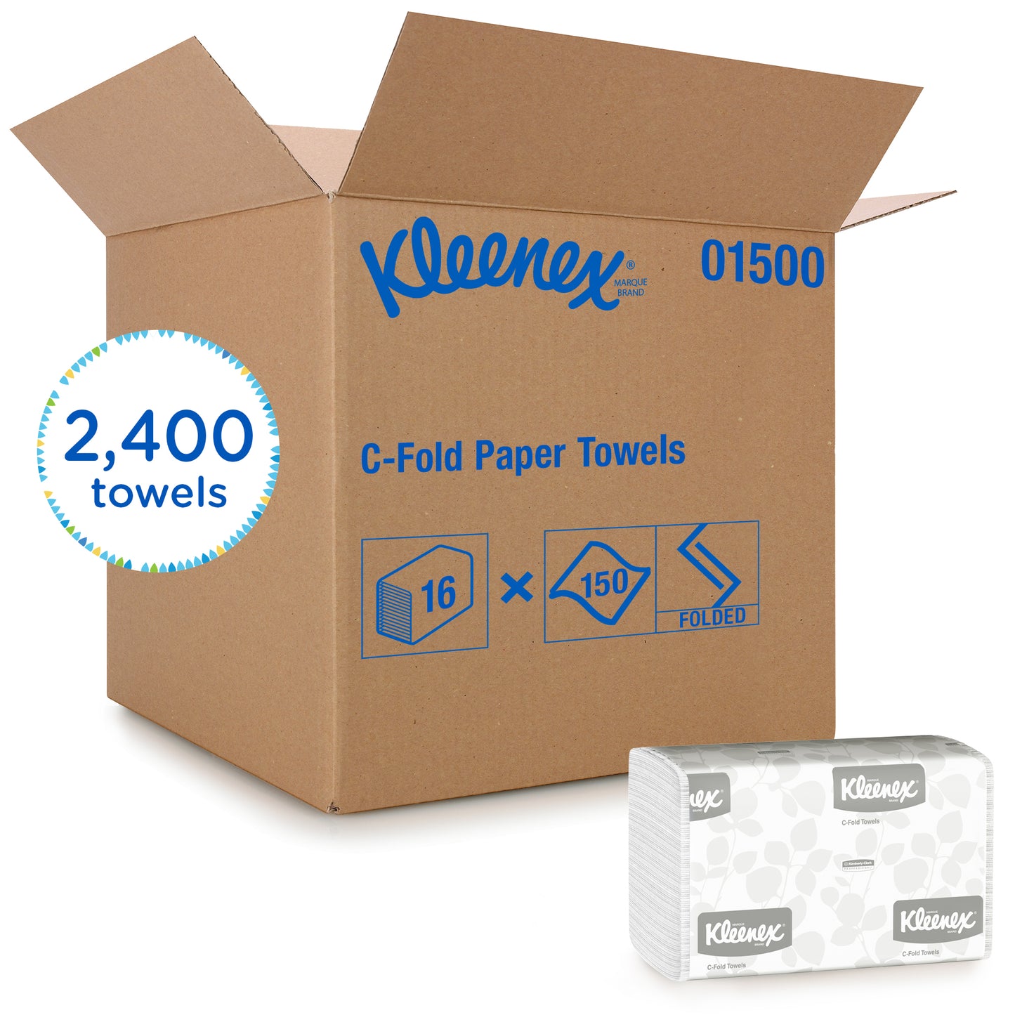 Kleenex Paper C-Fold Towel, White, 38,400/cs