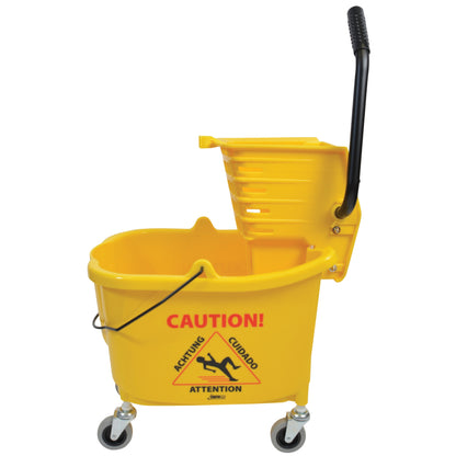 35 Quart Yellow Plastic Mop Bucket With Side Press Wringer 1/EA