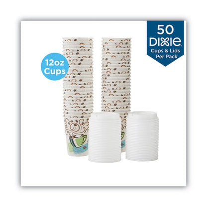 12oz Perfectouch Paper Hot Cups And Lids Combo, Multicolor, 50 Cups/lids/pack