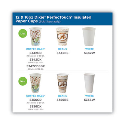 12oz Perfectouch Paper Hot Cups And Lids Combo, Multicolor, 50 Cups/lids/pack